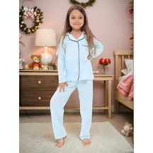 New Homestyle Kız Çocukları İçin Pantolon Ve Gömlekli Pijama Takımı 264126927 Açık Mavi