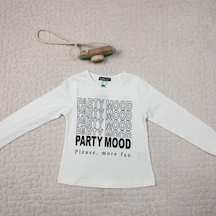 Momikon Kız Çocuk Party Mood Yazılı Pamuklu Sweat Krem
