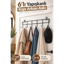 6 Lı Yapışkanlı Kapı Arkası Askı Çok Renkli