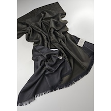 Miorel Scarfs İnce Kumaş G Desen Pamuklu Şal Yün İpek Şal 4 Mevsim Çift Taraflı Haki