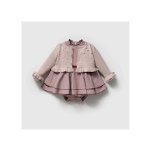 Ministok Amour Alttan Çıtçıtlı Kız Bebek Elbise Ve Hırka Takım Bordo