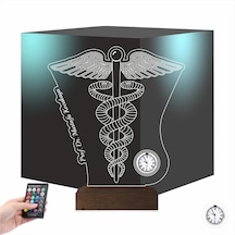 Luvivia Doktor Hediye Tıp Logo Tasarım Kişiye Özel Metal Saatli 3d Lamba - Masa Gece Lambası