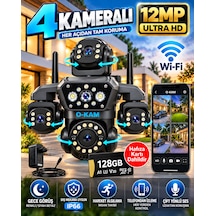 O-kam Ok-251 12mp 4 Kameralı Wifi Gece Görüş Çift Yönlü Ses Uzaktan İzleme Kişi Takibi Türkçe 128gb Akıllı Güvenlik Kamerası