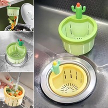 Basmalı Kaktüs Mutfak Lavabo Süzgeci Sebze Artıkları Ve Yemek Kalıntıları İçin Gider Filtresi Sarı
