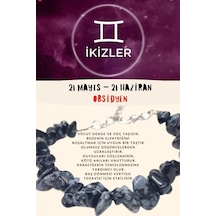 Gümüştel El Sanatları Sertifikalı Burç Taşı Ikizler Burcu Obsidyen Taşı Bileklik Çok Renkli