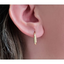 Burgu Detaylı Gold Halka Küpe Gümüş