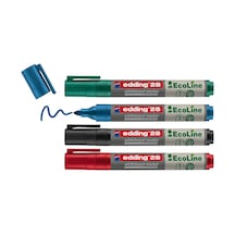 28 Ecoline Beyaz Yazı Tahtası Kalemi, 4'lü Set, Karışık Renkler, Yuvarlak Uç, Yeniden Doldurula Tek Renk