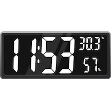 Trendooze Suntek İç Mekan Sıcaklığı Göstergeli Büyük Led Dijital Duvar Saati İn Siyah