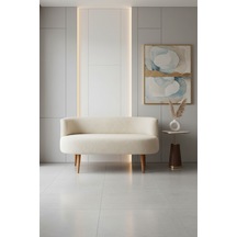 Azra Mobilya Sydney Modern İkili Koltuk Kanepe Modern Welsoft Yumuşak Kumaş Krem Krem