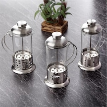 Çelik Kulplu Cam French Press - 350 Ml Gümüş