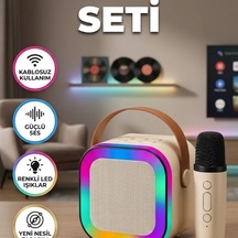 Kablosuz Karaoke Mikrofon Ve Hoparlör Seti Bluetooth Taşınabilir Güçlü Ses Sistemi