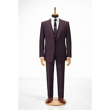 Erkek İtalyan Kesim Slim Fit Yelekli Takım Elbise - 7490 Bordo Erkek İtalyan Kesim Slim Fit Yelekli Takım Elbise - 7490 Bordo