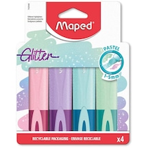 Maped Fosforlu Kalem Glitter Pastel Kesik Uçlu 1-5mm 4 Renk Fosforlu İşaretleme Kalemi