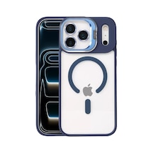 Joko Apple iPhone Uyumlu  17 Pro Uyumlu Remim Lensli Magsafe Standlı Kapak - Lacivert
