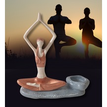 Yogacı Kız Polyester Çubuk Tütsülük Ve Tealight Mumluk Bakır 0