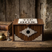 Ahşap Bahşiş Kutusu Tip Box , Dekoratif Para Kutusu, Kilitli Tasarım, Kafe Ve Restoran İçin Standart