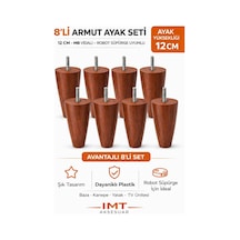 İmt Aksesuar Armut Mobilya Ayağı 8 Adet 12 Cm Ceviz Robot Süpürgeye Uyumlu Koltuk Kanepe Baza Ayağı Seti Ceviz