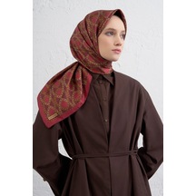 Armine Nostalji Serisi Sura İpek Eşarp 9410ds 01-kırmızı-bordo-gold