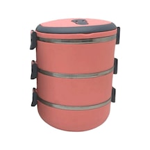 Hubrendy Çer Yemek Termosu Koyu Pembe 3lü Sefer Tası Saklama Kabı 1.8lt 504512