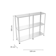 3 Katlı 2 Li Bitişik Çelik Raf 31x120x100 Cm Galvaniz Raf Arşiv Rafı Depo Rafı Kiler Rafı Gri