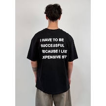 Zaee Expensive Taste Baskılı Oversize Tişört Siyah