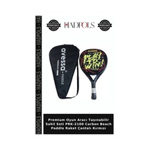 Premium Oyun Aracı Taşınabilir Sahil Seti Prk-2100 Carbon Beach Paddle Raket Çantalı Kırmızı