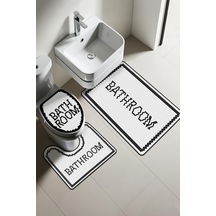 Modern Desenli Dijital Baskı 3 Lü Banyo Paspas Takımı Yıkanabilir Kaymaz Tabanlı Klozet Takımı Klz0062 Renkli