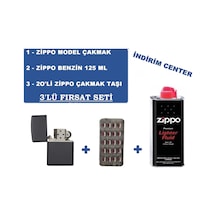 Zippo İthal Siyah Çakmak + Zippo Benzin 125 Ml + 20 Li Zippo Taşı N11.3755 Zippo İthal Siyah Çakmak + Zippo Benzin 125 Ml + 20 Li Zippo Taşı N11.3755