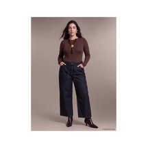 LC Waikiki Alıta Cıty Farkıyla Lcw Petite Lacivert Denim Düz Wideleg Yüksek Geniş Paça Kadın Jean Pantolon Lacivert - 939989161 Lacivert