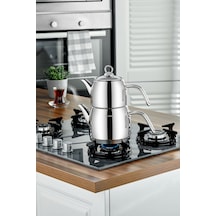 Cooker Lara Orta Boy Paslanmaz Çelik Çaydanlık Takımı 1,1 -1,9 Litre Ckr3923 Gümüş