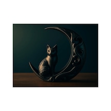 Zeroxo Gotik Siyah Kedi Ve Hilal Figürü, Mistik Ay Temalı Masaüstü Süsü, Cadı Witchy Dekorasyon Objesi, Hayvan Biblo