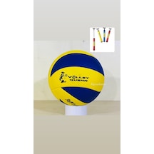 Dikişli Voleybol Topu A Kalite + Pompa Lacivert - Sarı