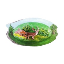Tablo Seramik Kütük Üzerine 17x9 CM - Çok Renkli