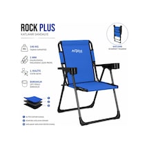 Katlanır Piknik Ve Kamp Sandalyesi - Bardaklıklı - Rock Plus - Mavi Çok Renkli