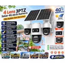 Radem Rd-104 4 Lens 3ptz Solar 4g Güvenlik Kamerası - 16000 Mah Batarya, Çift Yönlü Ses, Renkli Gece Görüşü & Ip66