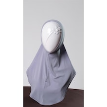 Hürrem Bone Gri Pratik Hazır Geçmeli Genç Tesettür Bone Sandy Kumaş Düz Hijab 2312 15 Gri