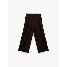Koton Beli Ayarlanabilir Lastikli Basic Geniş Paça Pantolon Kahverengi 6wkg40069aw Kahve