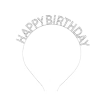Gümüş Kristal Taşlı Happy Birthday Doğum Günü Tacı İthal Ürün A Kalite 17x16 Cm Açık Mavi