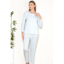 Mevsimlik Uzun Kol Pijama Takım Viskon Alperi 790-27 Mint