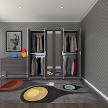 Kenzlife gardırop 6 kapaklı kapılı anemon 180*180*42 gri aynalı gardolap dolap