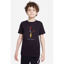 Pennywise Baskılı Unisex Çocuk Siyah T-Shirt (528296007)