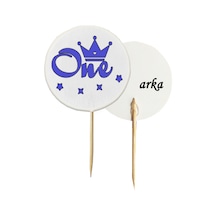 20 Adet Mavi One Baskılı 1 Yaş Cupcake Pasta Kürdanı 6,5 Cm - Toothpick