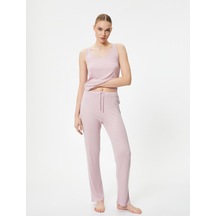 Koton Düz Paça Pijama Altı Dokulu Beli Bağcıklı Modal Karışımlı Pembe 4slk40048mk 4SLK40048MK288 Açık Pembe