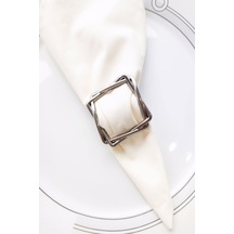 6 Adet Silver Square Metal Peçete Halkası