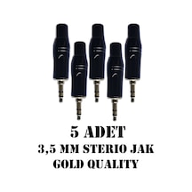 3.5 Mm Stereo Çivi Jak Lehim Tipi Fiş Kulaklık Aux Bilgisayar Ses Kablosu Giriş Tamir Jakı 5 Adet Siyah
