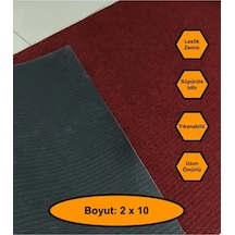 Bordo Çelik Halı, Yolluk, Lastik Tabanlı, 2x10 Metre, Kaydırmaz Bordo