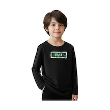 Panios Kids Düz Yuvarlak Yaka Urbaan Baskı Detaylı Erkek Çocuk Sweatshirt Siyah