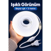 Beyaz Şerit Aydınlatma Kablolu Bağlantılı 3 Metre Şeffaf