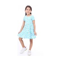 Toontoy Kız Çocuk Baskılı Elbise Mint Yeşili