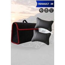 Renault 20 Uyumlu Siyah Renk Bagaj Çantası Koltuk Yastığı Lüks Model